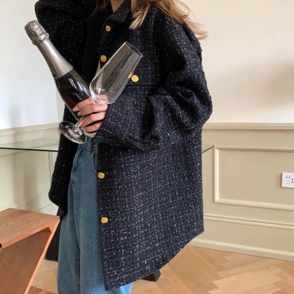 black Blazer Jacket Coat with Gold and Silver Details decos 🖤✨ - Picture 3 of 4